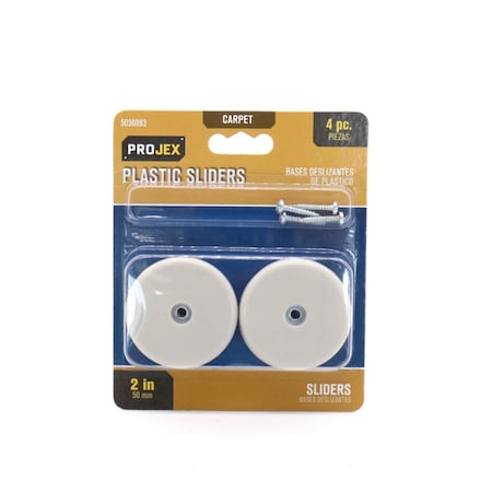 Kd Gabinetes 1.18 in. Dia. Nail on Plastic Chair Glide, White, 4PK KD3307247